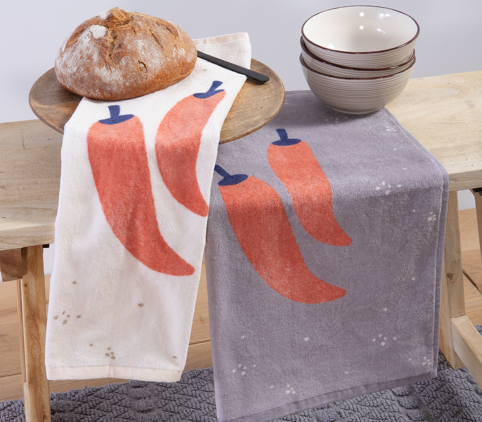 Ποτηρόπανο Nef-Nef Homeware Peppers 40X60 Grey