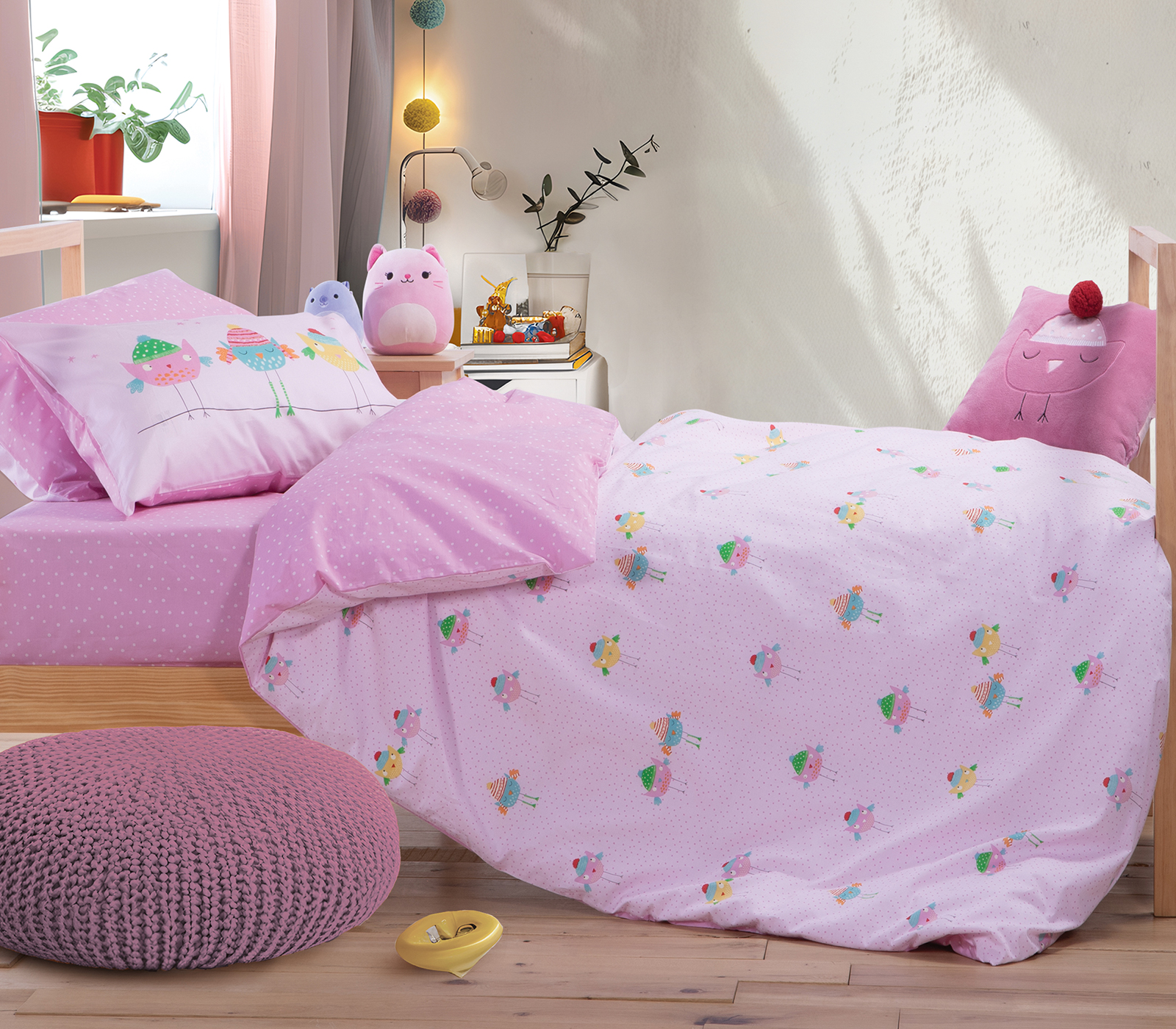Παπλωματοθήκη Παιδική Nef-Nef Homeware (Σετ) Tweet So Sweet Lovely 160X240 Pink