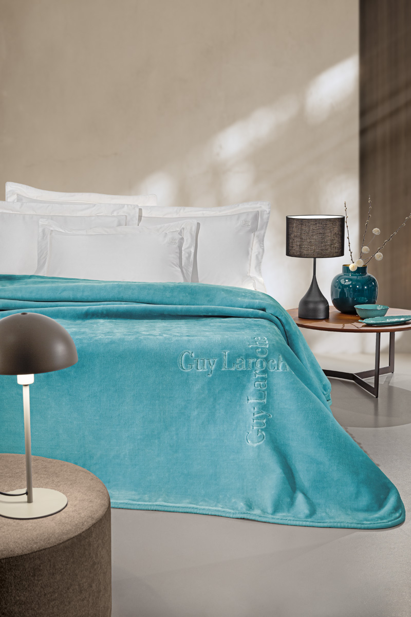 Κουβέρτα Υπέρδιπλη Guy Laroche Logo Petrol 220x240