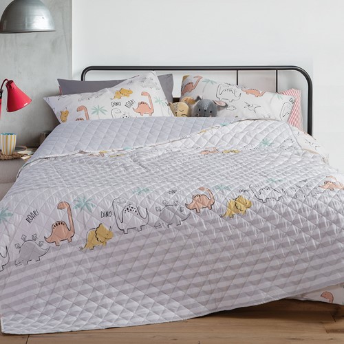 Παιδικό Κουβερλί Nef-Nef Homeware Dinosaur Art 180X240 Ecru/Grey
