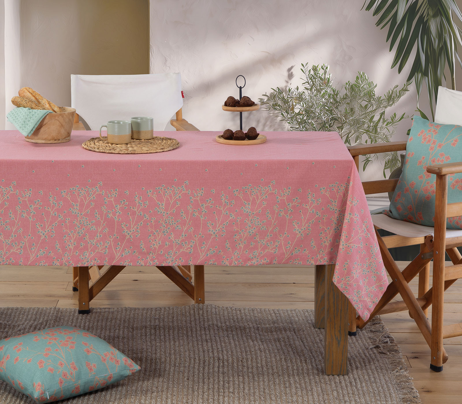 Τραπεζομάντηλα Nef-Nef Homeware Floriva 140X140 Coral