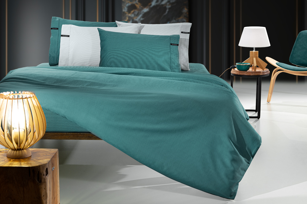 Σεντόνι Ημίδιπλο Guy Laroche Minimal Petrol 120X200+35 Με λάστιχο