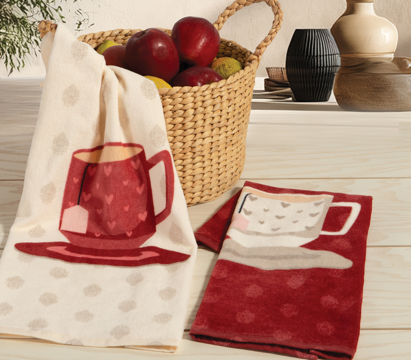 Ποτηρόπανο Βελουτέ Nef-Nef Homeware Cup Of Tea 40x60 Bordo