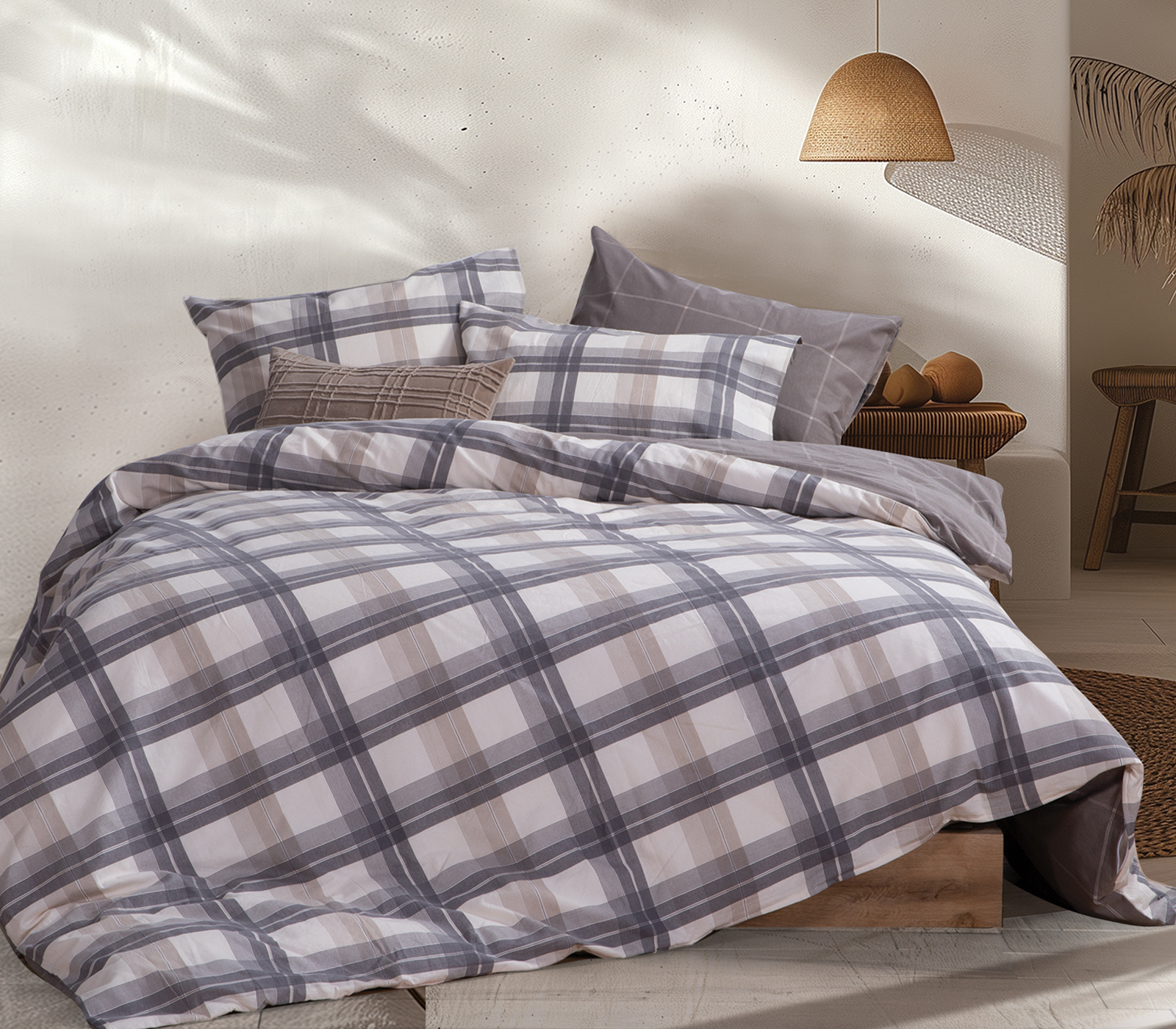 Φανελένια Παπλωματοθήκη Nef-Nef Homeware Moνή (Σετ) Sorial 160X230 Grey