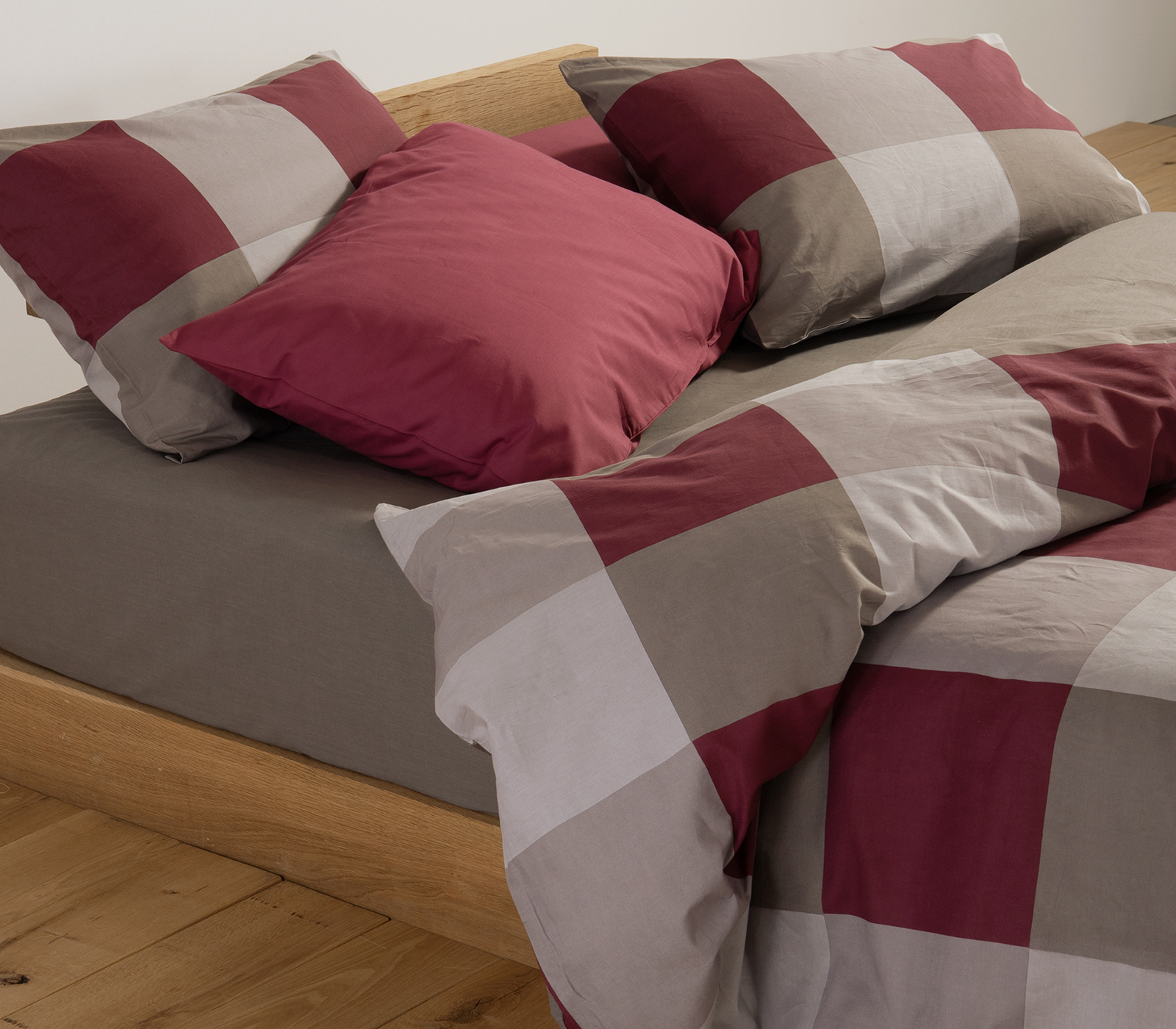 Σεντόνια Μονά Nef-Nef Homeware (Σετ) με λάστιχο Casual Check 170x270 Bordo