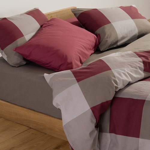 Σεντόνια Μονά Nef-Nef Homeware (Σετ) με λάστιχο Casual Check 170x270 Bordo