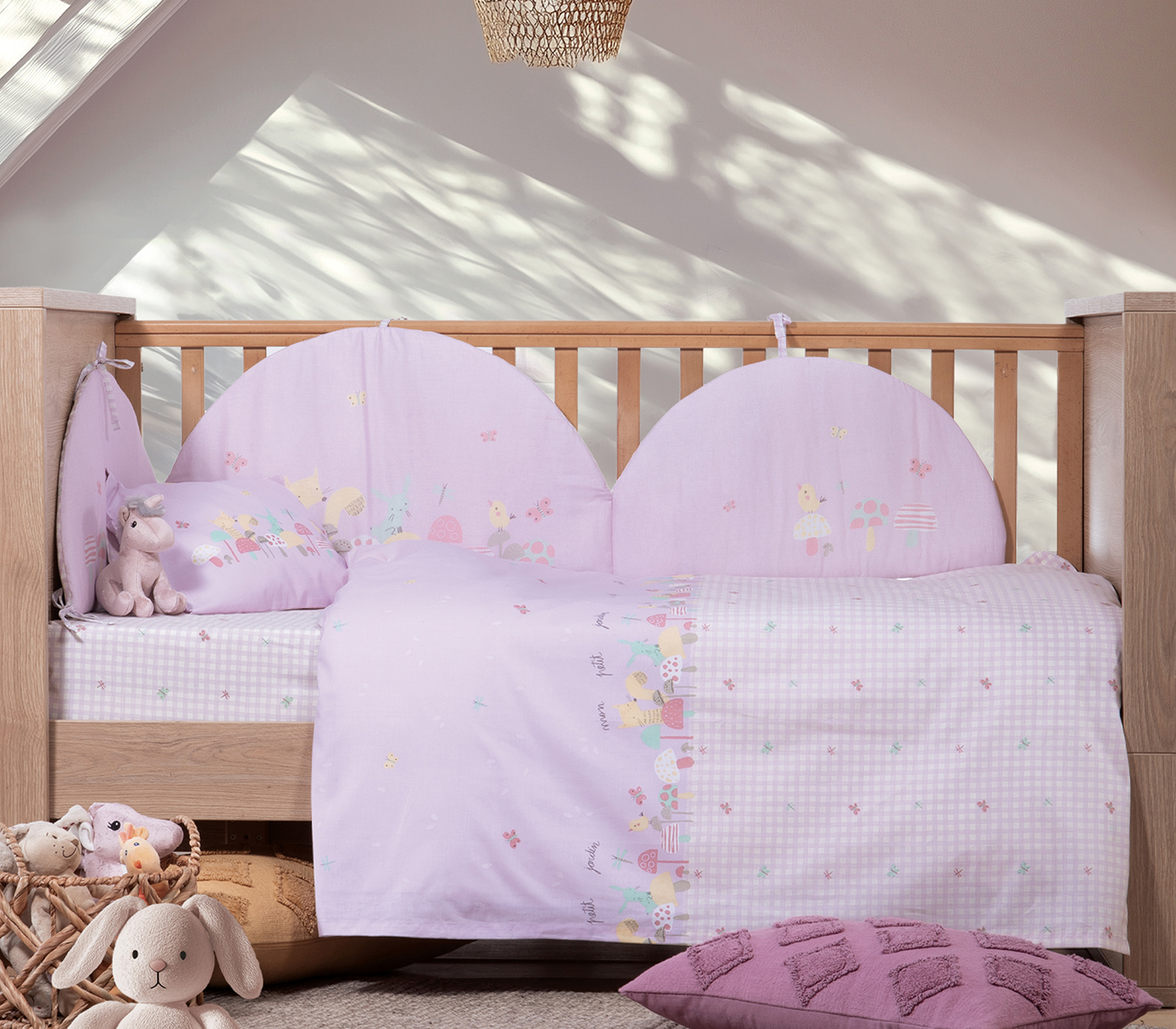 Βρεφικά Σεντόνια Κουνιας Nef-Nef Homeware Petit Jardin Lilac