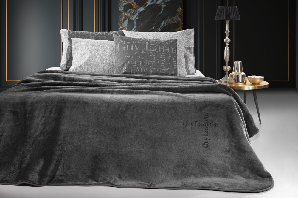 Κουβέρτα Βελουτέ Μονή Guy Laroche 160X220 Logo Anthracite