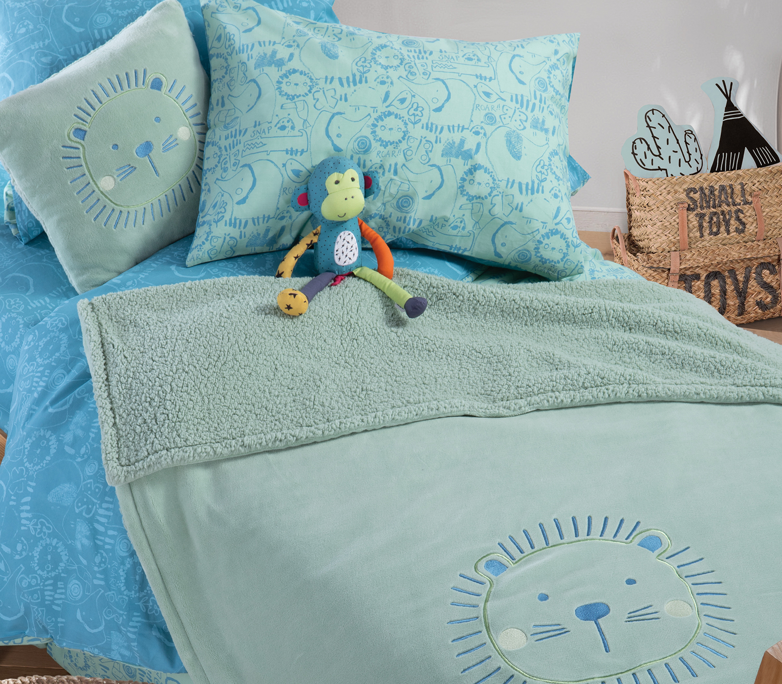 Παιδικό Διακοσμητικό Mαξιλάρι Nef-Nef Homeware Jungle Combo 40X40 Smoke Green