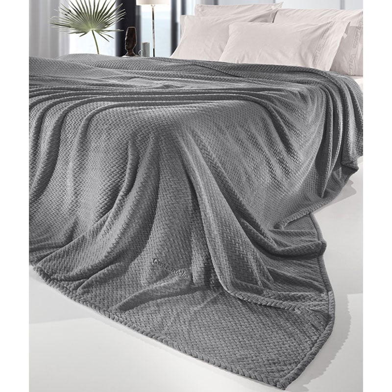 Κουβέρτα Fleece Υπέρδιπλη Guy Laroche (Σετ) 220X240 Rombus Carbon