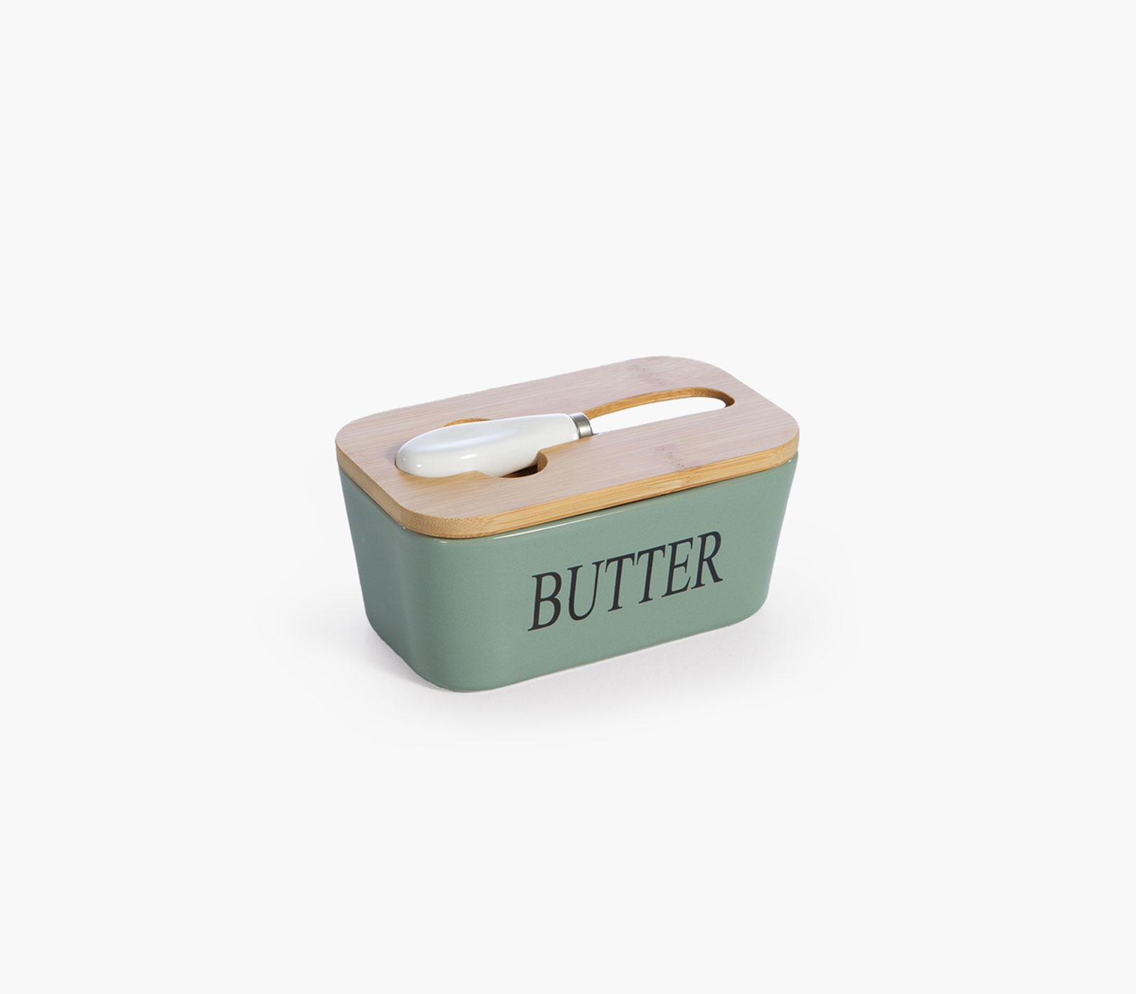 Δοχείο Βουτύρου Κεραμικό Με Μαχαίρι Nef-Nef Homeware Bamboo Green  