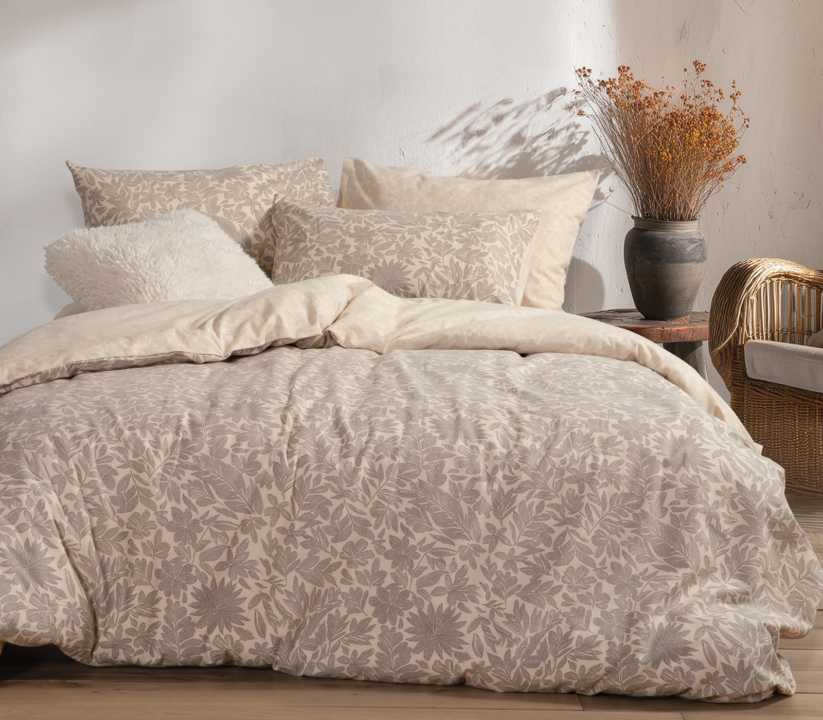 Παπλωματοθήκη Φανελένια  Μονή Nef-Nef Homeware (Σετ) Issual 160x230 Grey