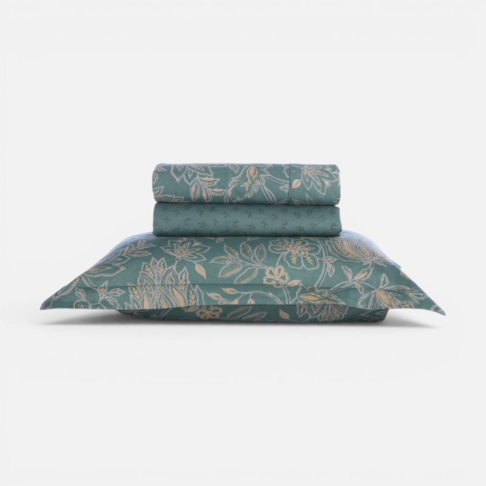 Υπέρδιπλα Σεντόνια Nef-Nef Homeware (Σετ) Βαμβακοσατέν με Λάστιχο Elinda 240Χ270 Green