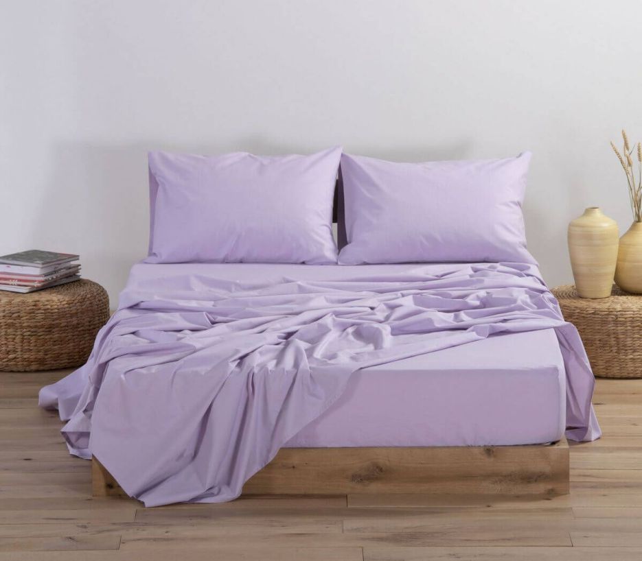  Σεντόνι Διπλό Nef-Nef Homeware Basic Με λάστιχο 140Χ200+30 Lavender