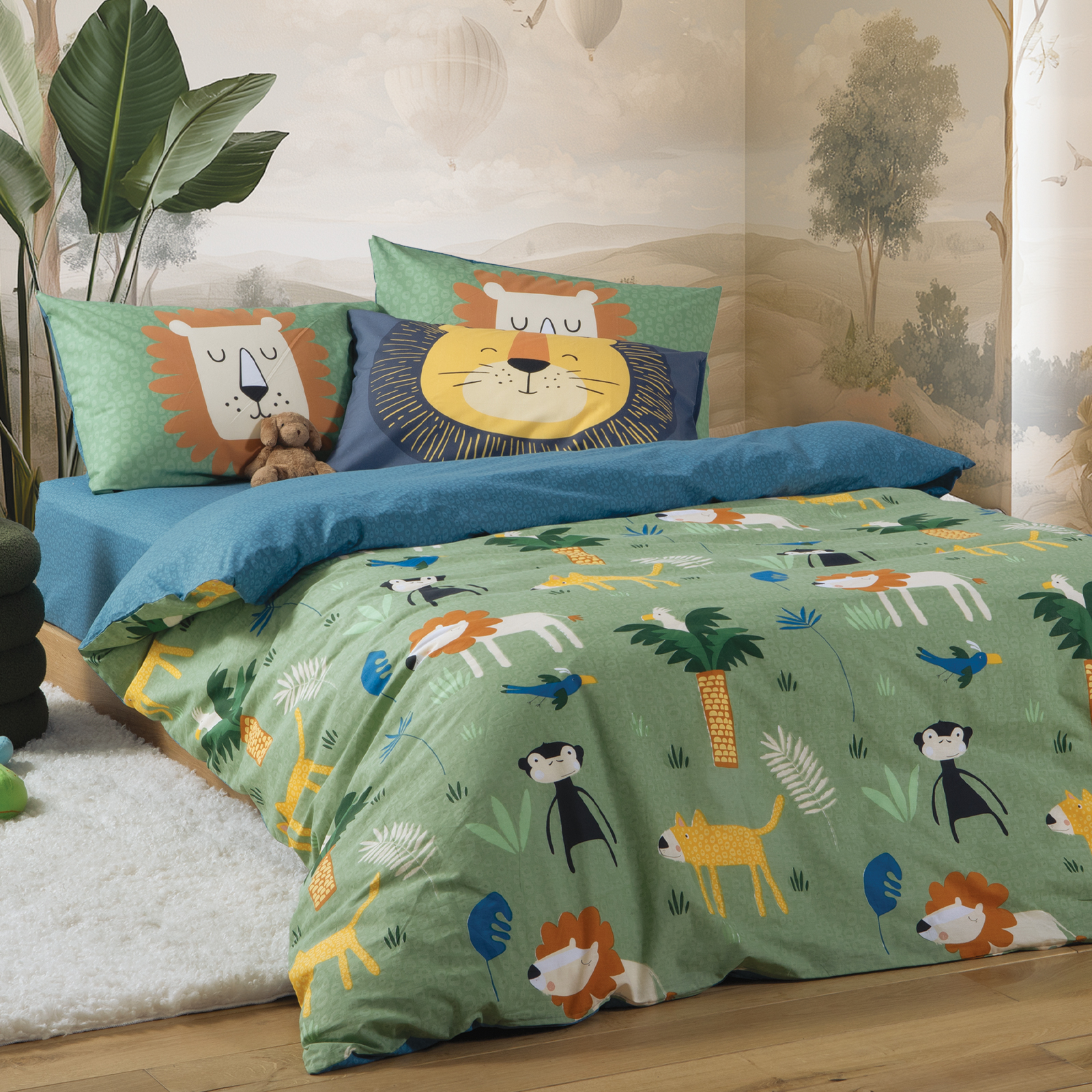 Παιδική Παπλωματοθήκη Nef-Nef Homeware (Σετ) Μονή Jungle Mania 160x240 Green