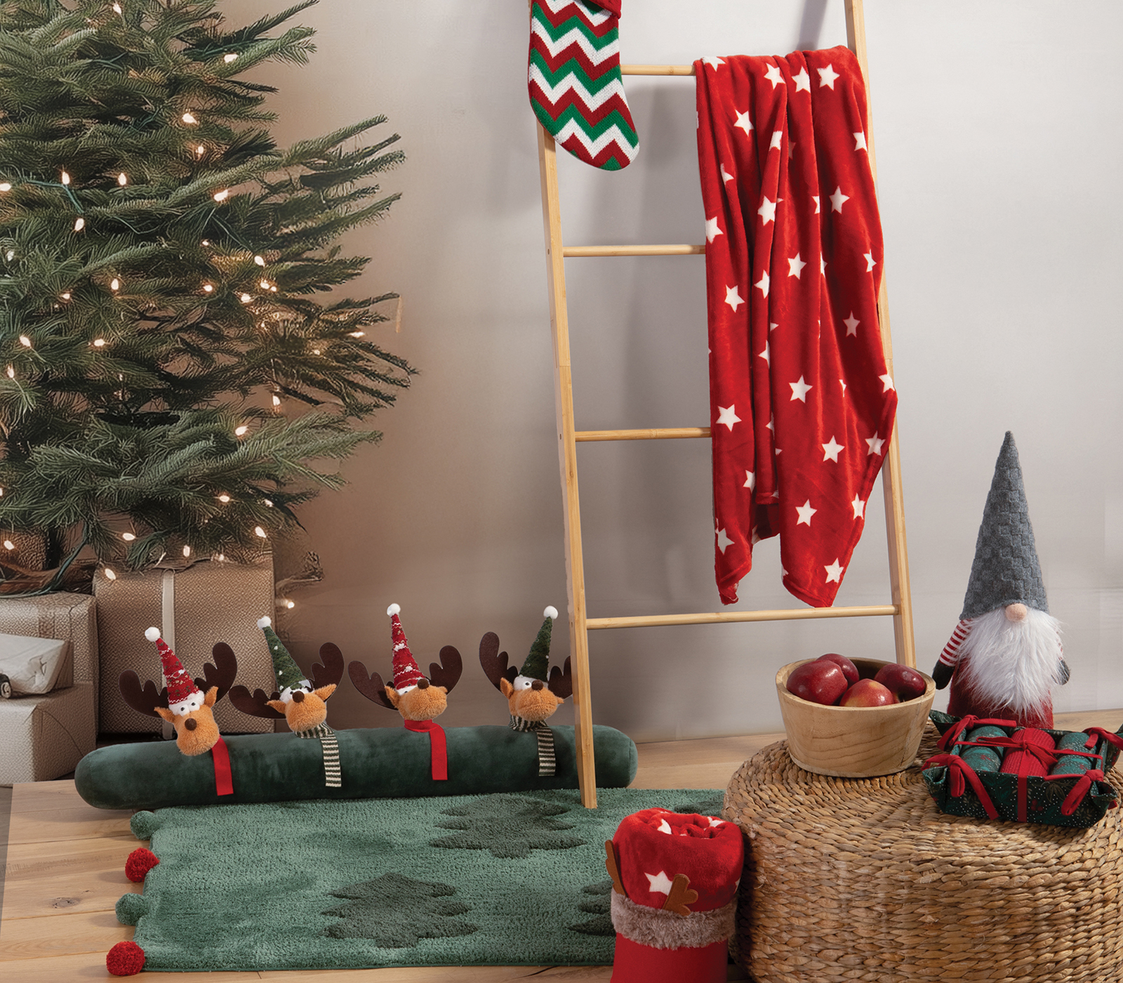 ΧΡΙΣΤΟΥΓΕΝΝΙΑΤΙΚΟ ΚΑΛΑΘΙ ΜΕ ΔΙΑΚΟΣΜΗΤΙΚΟ ΡΙΧΤΑΡΙ CHRISTMAS STARLIGHT 110X140 NEF-NEF HOMEWARE