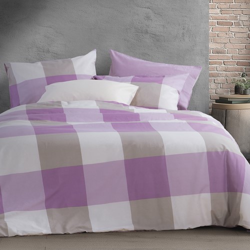 Σεντόνια King Size Nef-Nef Homeware (Σετ) Casual Check 240Χ270 Mauve (με λάστιχο)