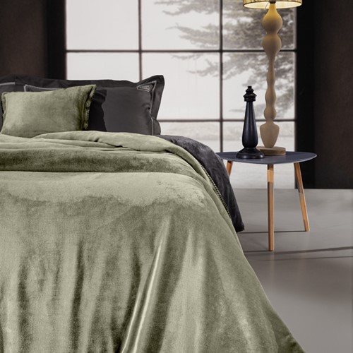 Koυβέρτα Βελούδινη Guy Laroche Μονή (Σετ) 160Χ240 Velvet Khaki